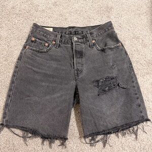 Levi's Charcoal Distressed Jean Shorts